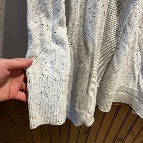 Lands End Open Front Cardigan Sweater Sz M Gray Speckled Cotton Modal Casual - Picture 4 of 5